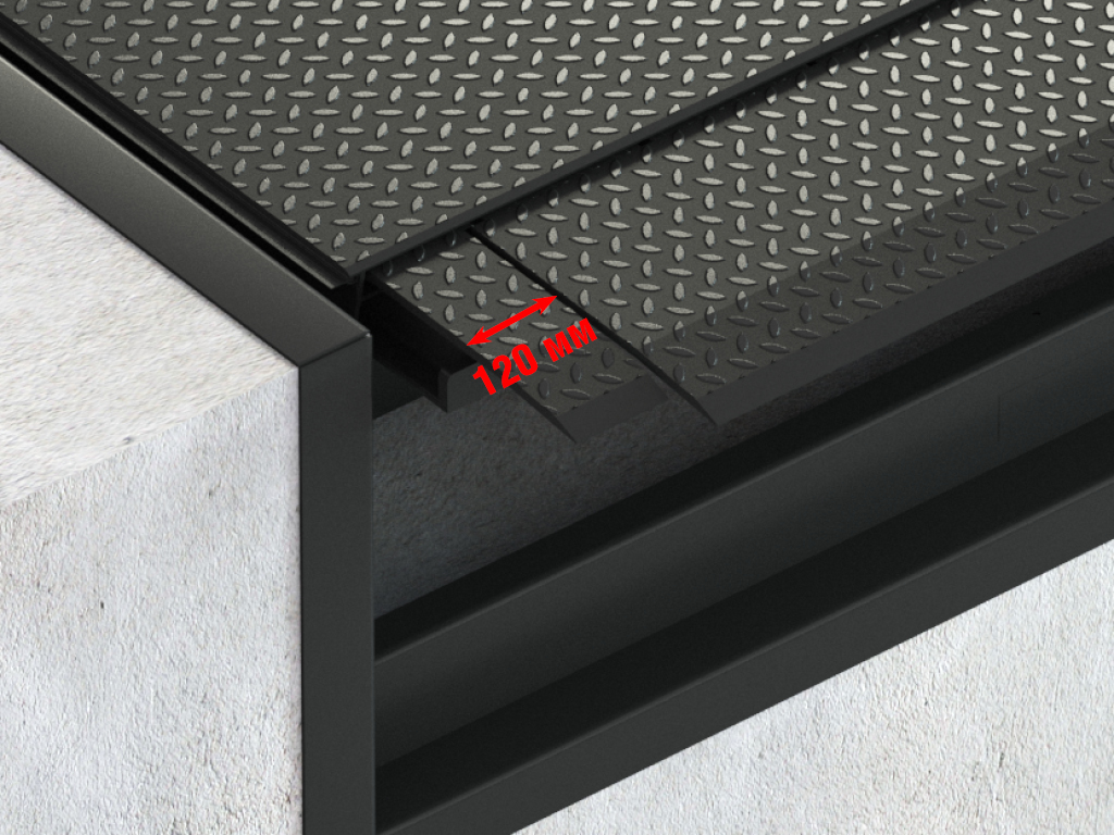 Segmented lip. 35 mm bevel. Has three segments. Sliding out entirely it allows using only central or central and side segments with trucks whose load bed is narrower than the standard one.  Applicable only with 6 000 kg capacity levelers.